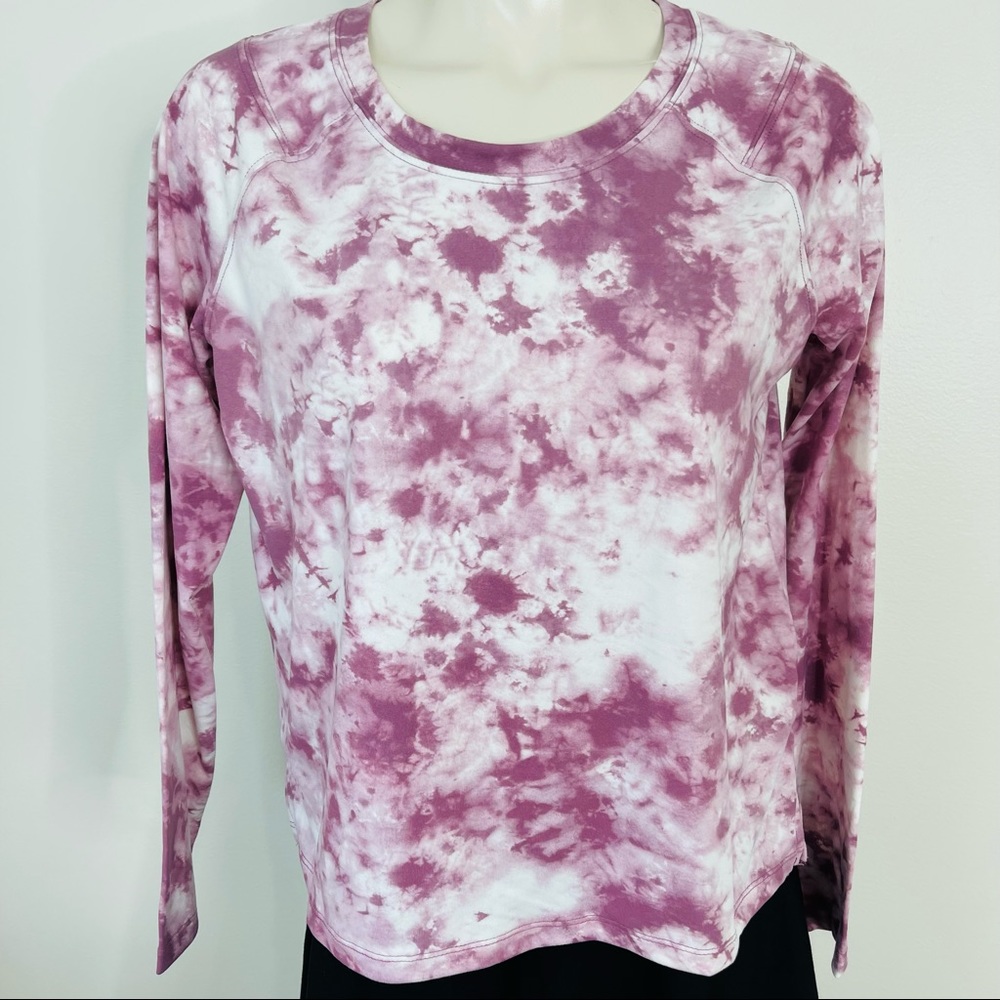 RBX SWEATSHIRT moisture wicking Flexibility PEACH SKIN stylish marbled purple M - Picture 7 of 11